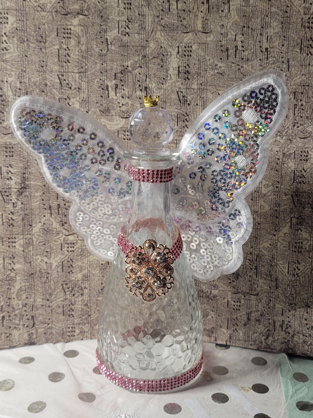 Angel Bottle Decor in Pink and Clear White Or Color Lights. - Picture 2 of 2